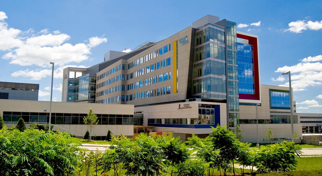 Exterior view of OSF Chidren Hospital of Illinois.